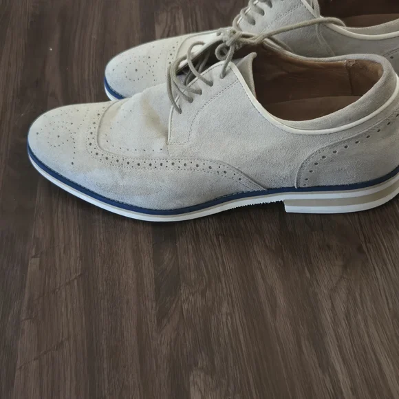 Cream Suede Bacco Bucci Wingtip Shoes Size 11.5 Mens - Picture 9 of 11